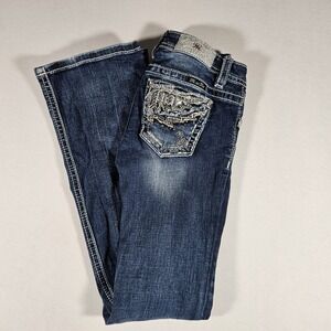 Miss Me Jeans Womens Size 14 Boot Cut  Embroidered Pocket Medium Wash